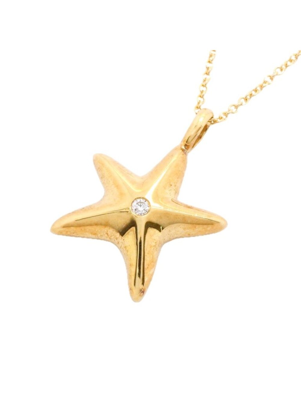 Tiffany & Co Necklace Star Fish Yellow Gold Diamond